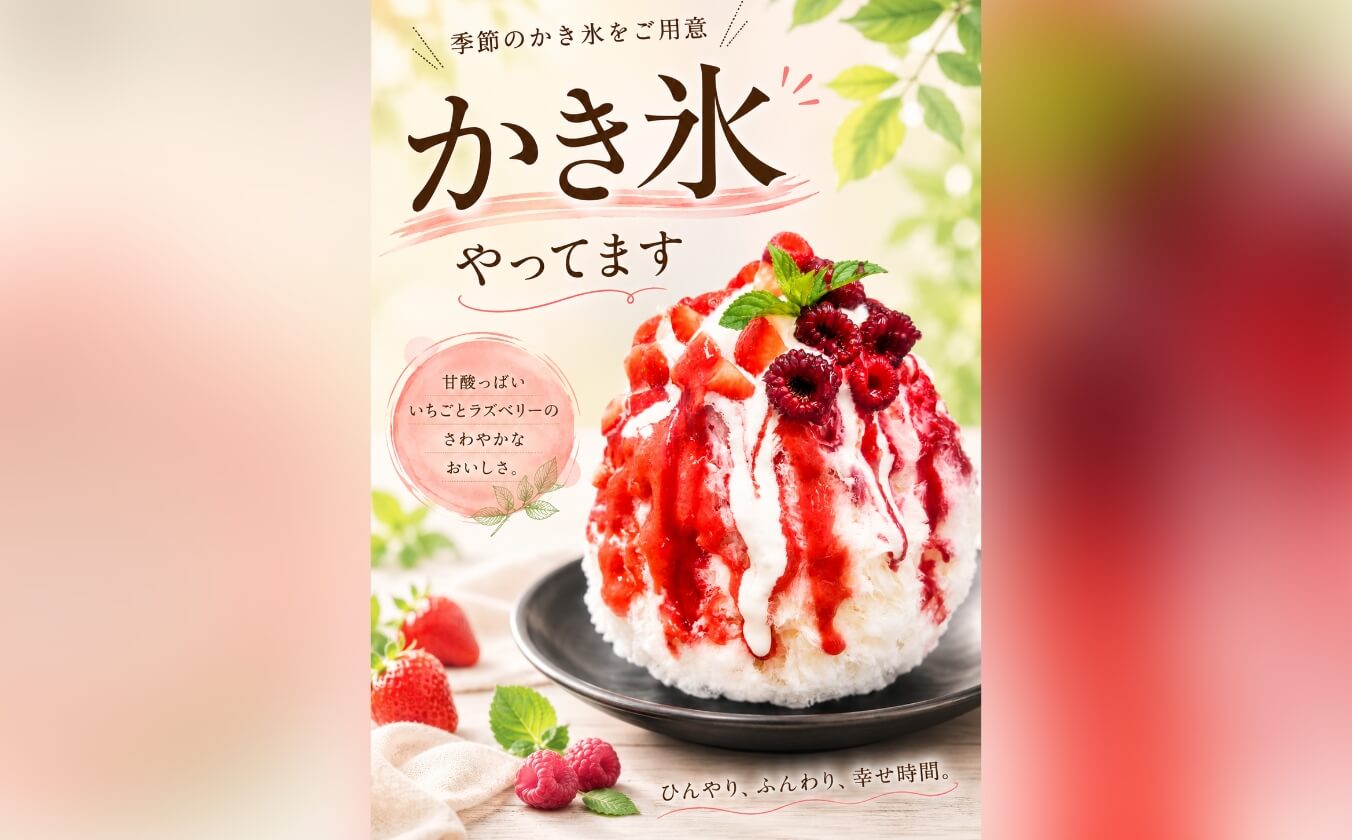 工場カフェのかき氷